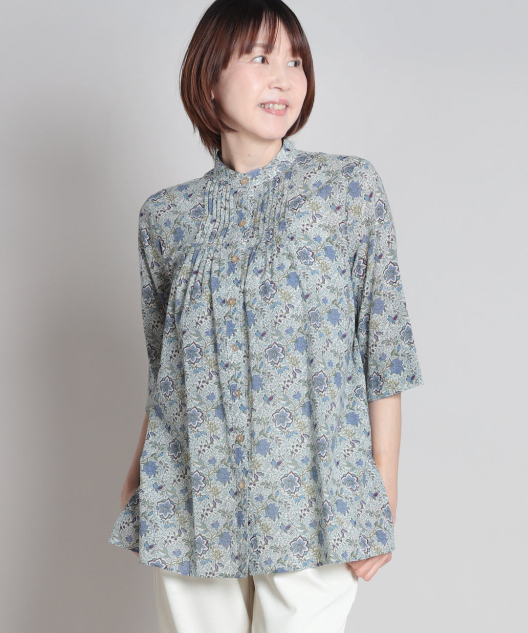 リバティ タラメアシルスムースピンタックロングブラウス リバティ