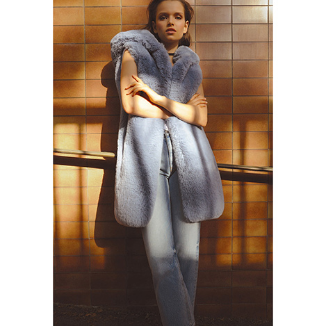 Lemonplet(レモンプレット)｜FAUX FUR KUN MG VEST/ASHLEY BLUE の通販