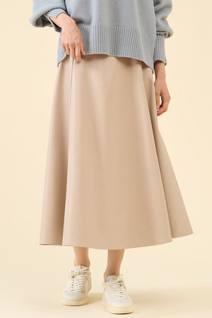 martinique(マルティニーク)｜フェイクレザーフレアスカート/ベージュ