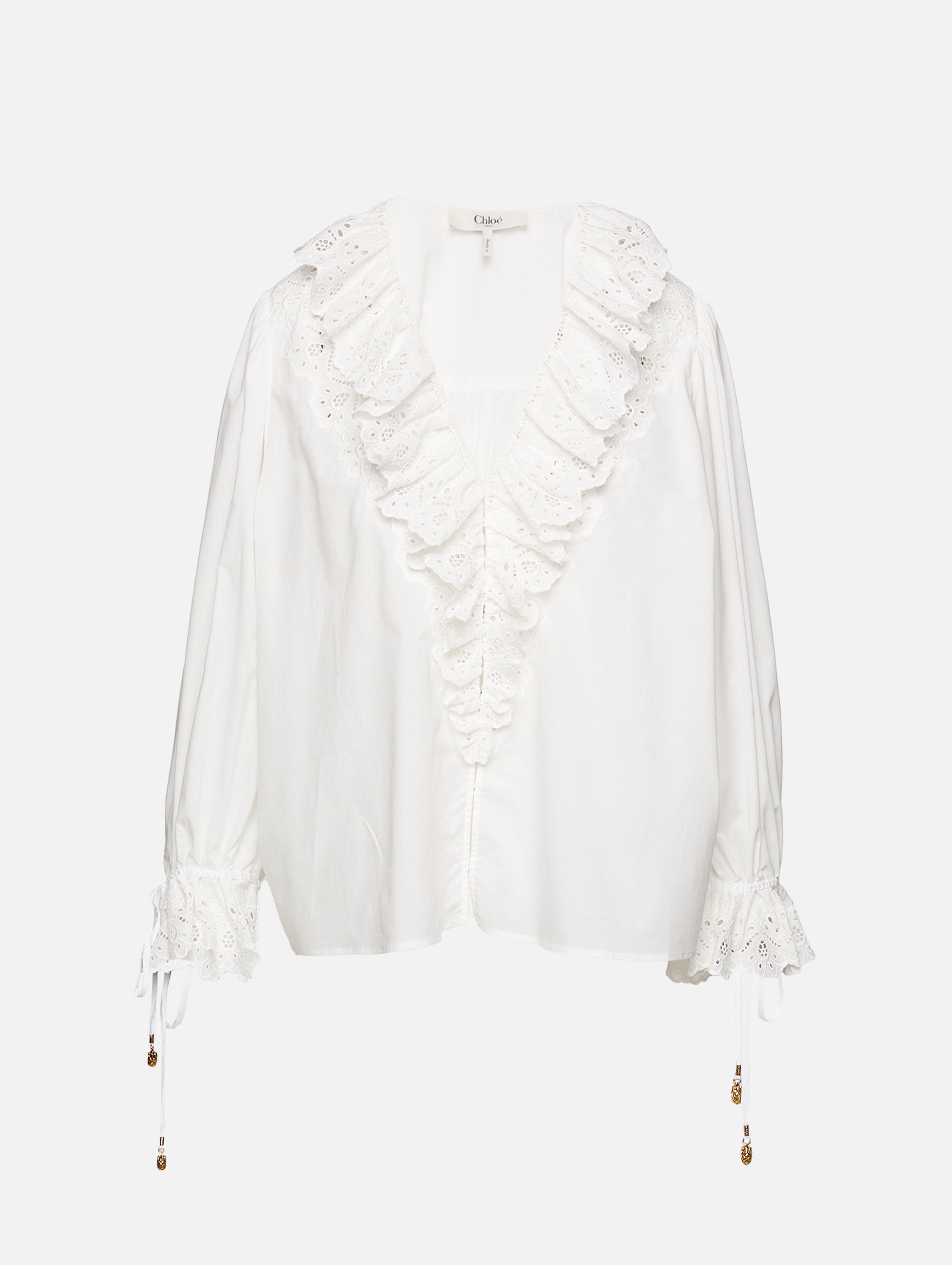 Ruffle V Neck Blouse | CHLOÉ | elysewalker