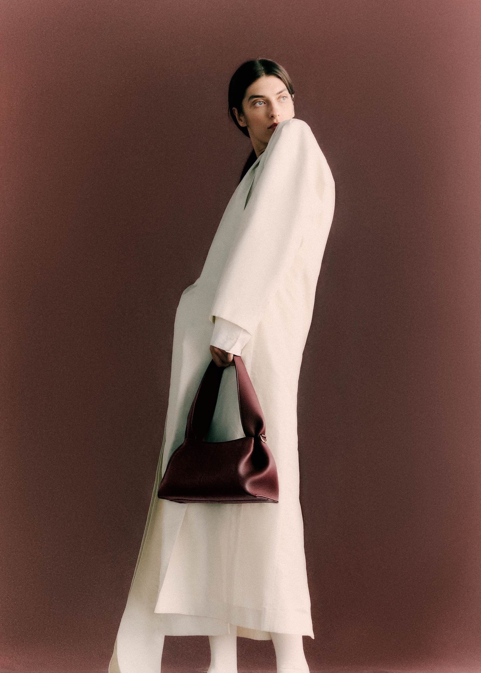 Polène | Bag - Numéro Neuf East-West - Textured Black Cherry