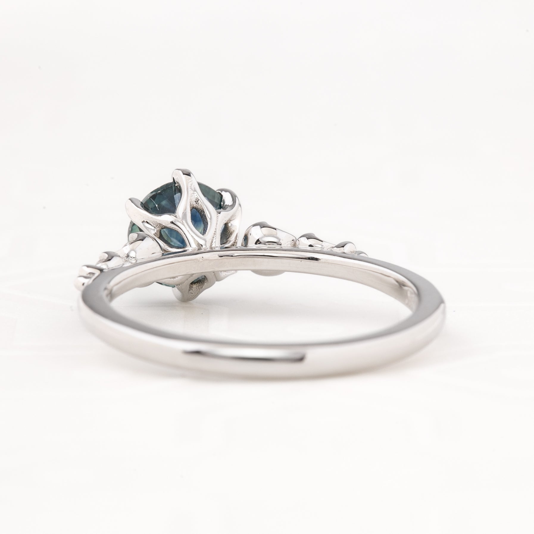 Estel Fleur Six Prongs Ring 1.42ct Deep Teal Blue Montana Sapphire