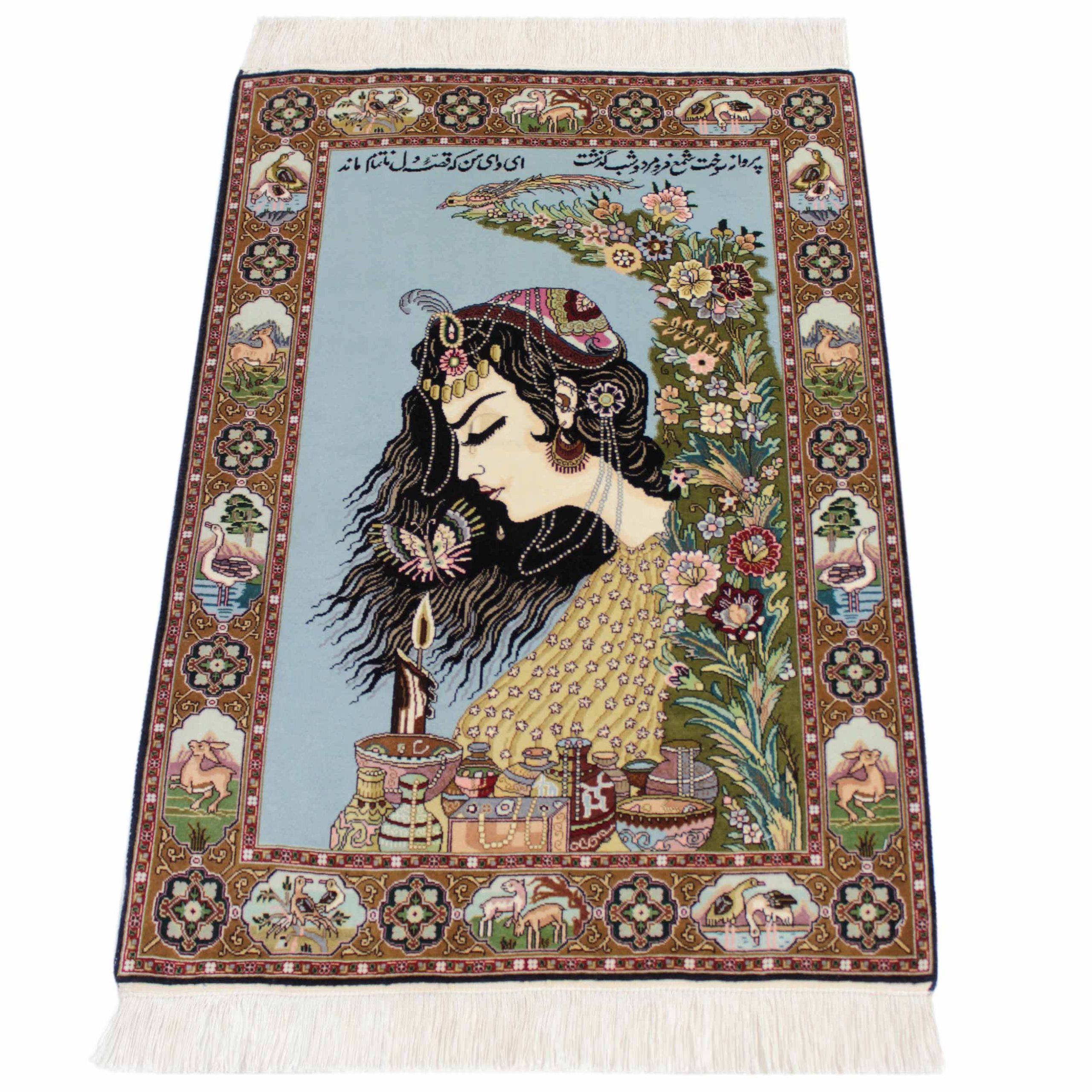 ペルシャ絨毯 302x197 手織り 美術品 タブリーズ産 クリーニング済み