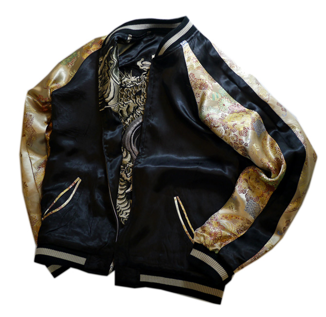 花旅楽団 [ 渦龍 ] 刺繍 リバーシブルスカジャン