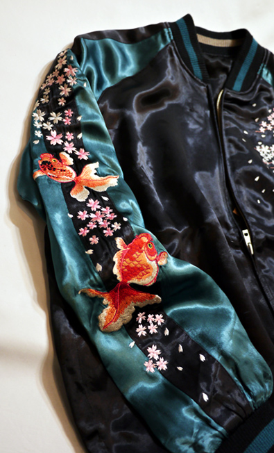 花旅団 スカジャン XL 鯉 松 桜 リバーシブル 豪華刺繍 花旅楽団