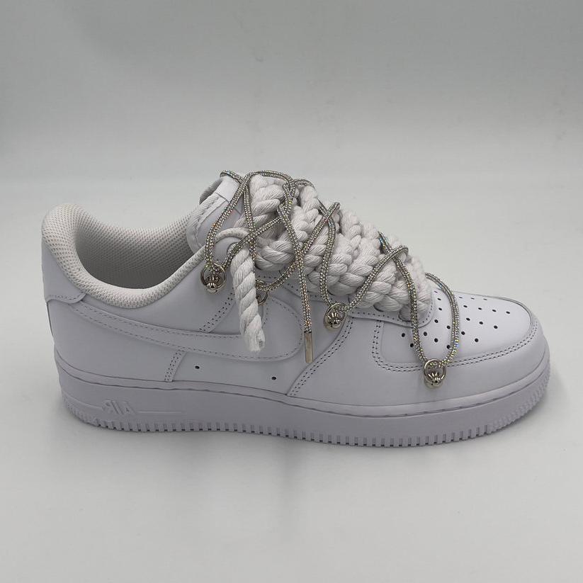 Nike Air Force 1 “Rope Laces White” Triple Crystal Silver – EV8 SoCal