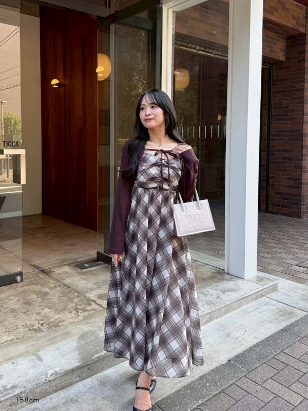 ボレロセットチェックシフォンワンピース｜evelyn（エブリン）公式通販