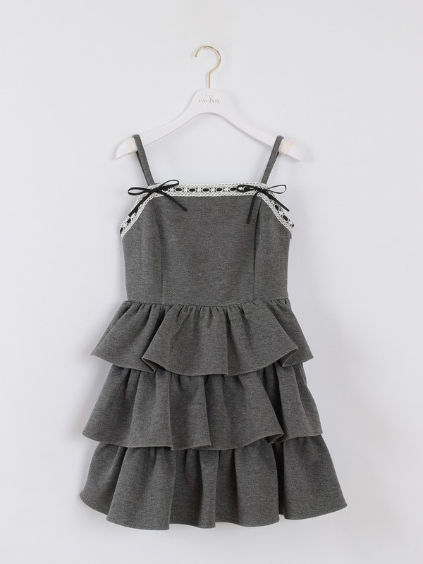 レース付きティアードミニワンピース｜evelyn（エブリン）公式通販サイト