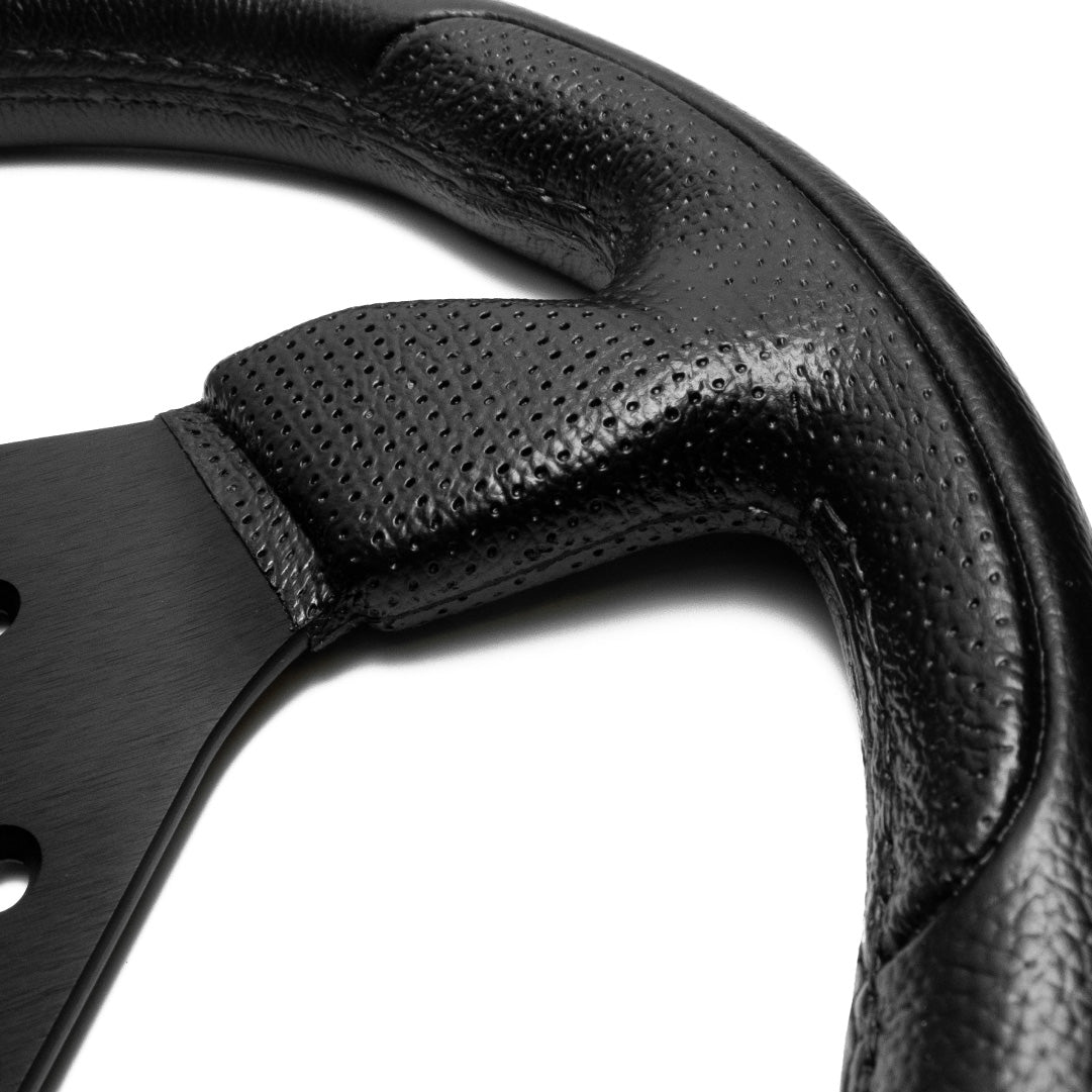OMP Trecento Uno Steering Wheel - Black Polyurethane Black Spokes 300m