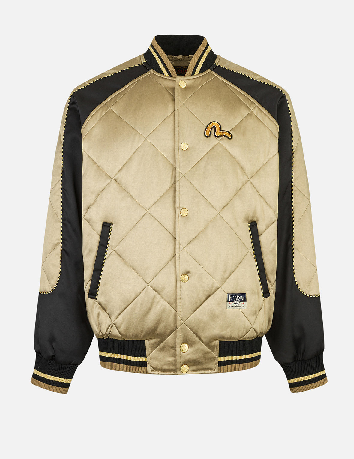 家紋ビーズ刺繍リラックスフィットパッド入りスカジャン – EVISU