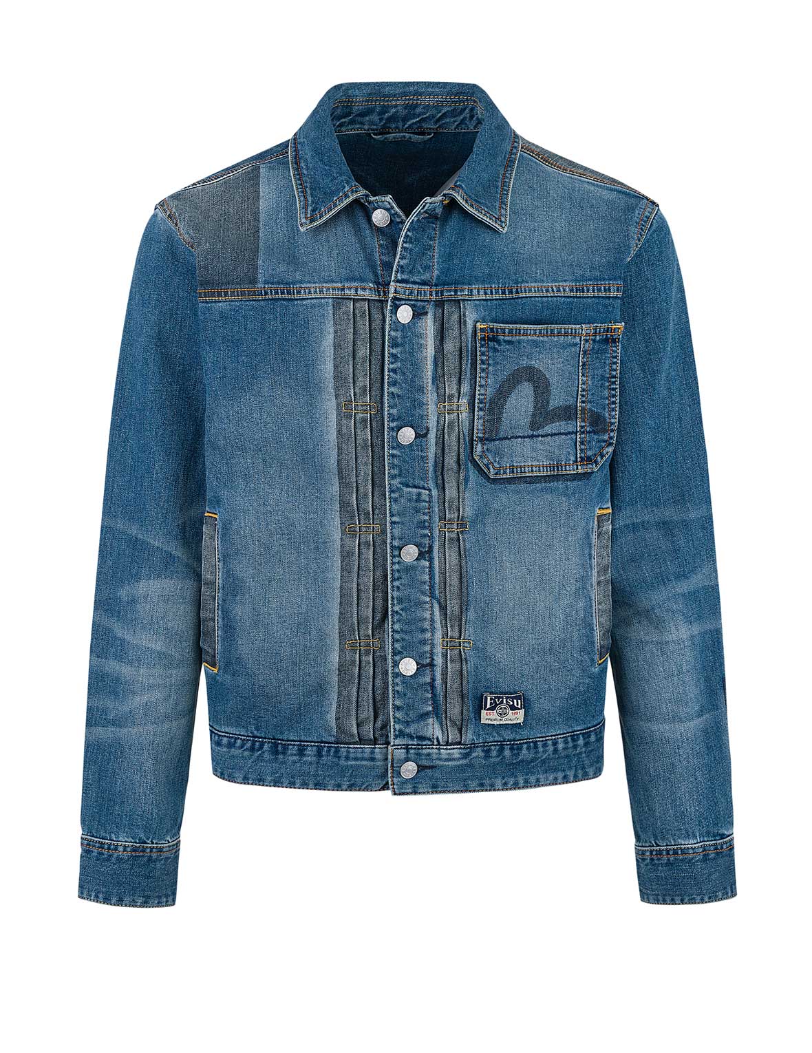 ツートーン大黒インサートレギュラーフィットデニムジャケット – EVISU