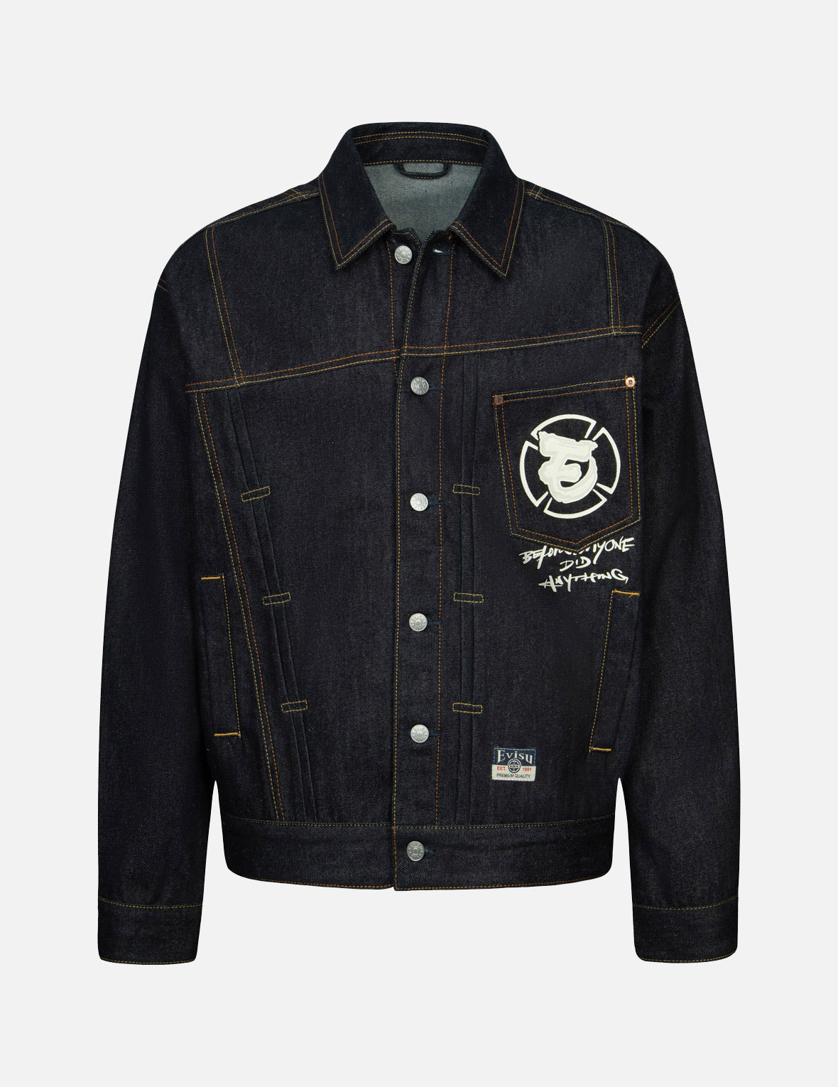 忍者仏頭プリントルーズフィットデニムジャケット – EVISU