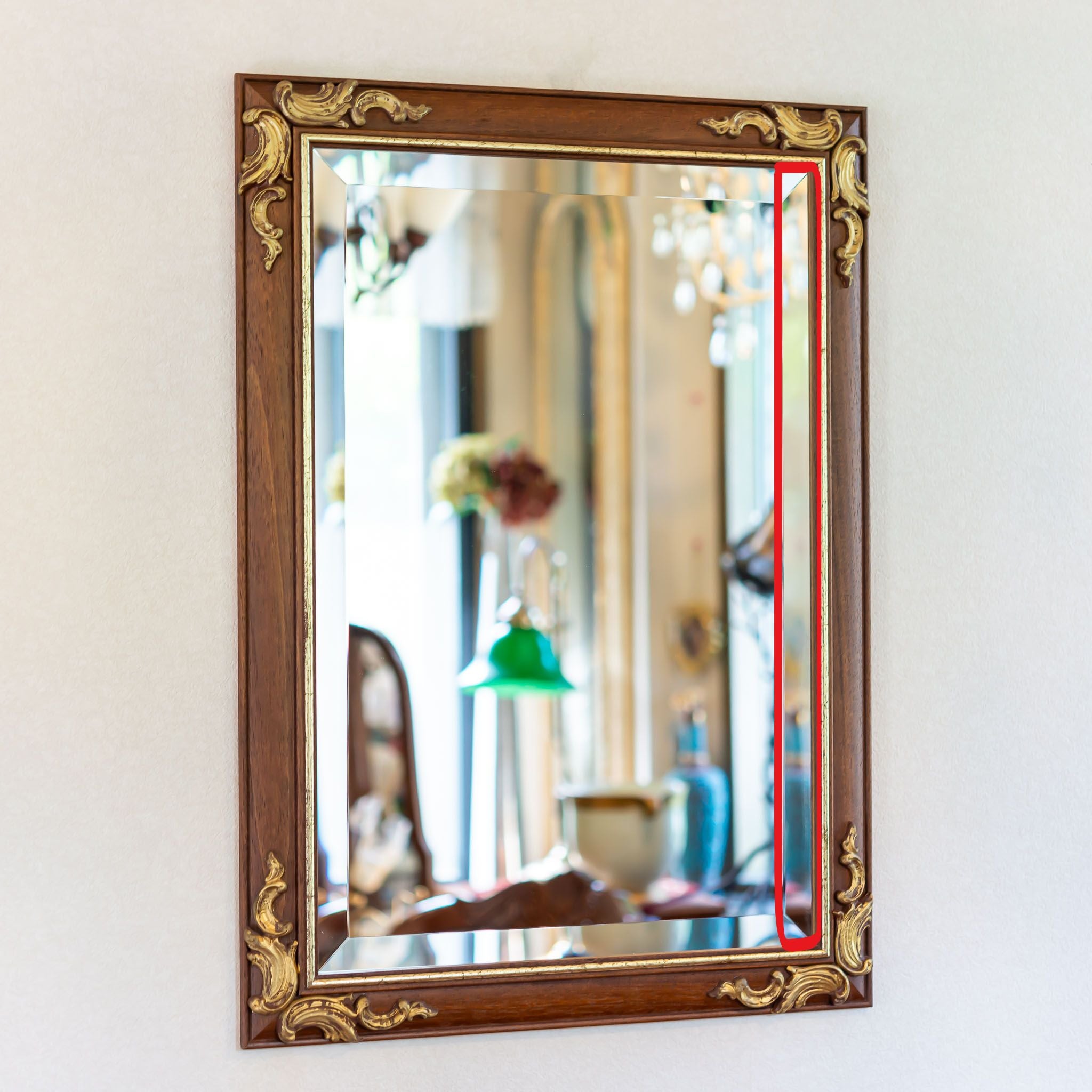 アウトレット】イタリア製 木製 ハンドペイント ウォールミラー 壁掛け