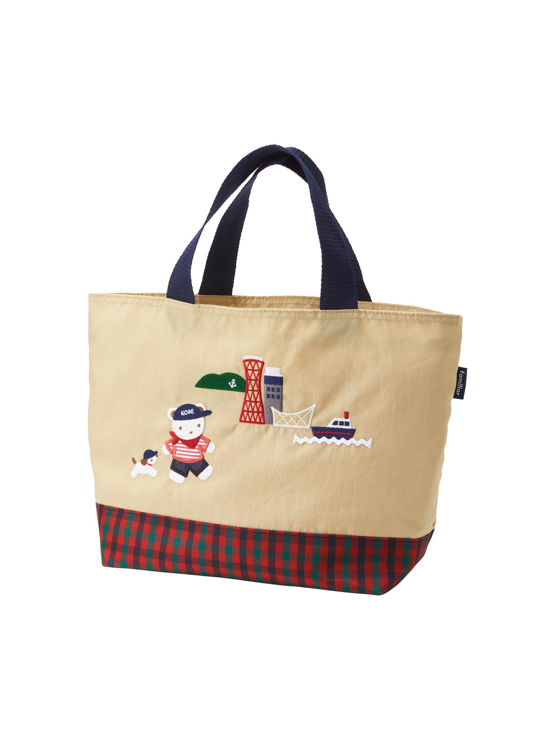 familiar 神戸風景刺繍トートバッグ ファミリア、東西異なるカラーの東京＆神戸限定アイテム。バッグ