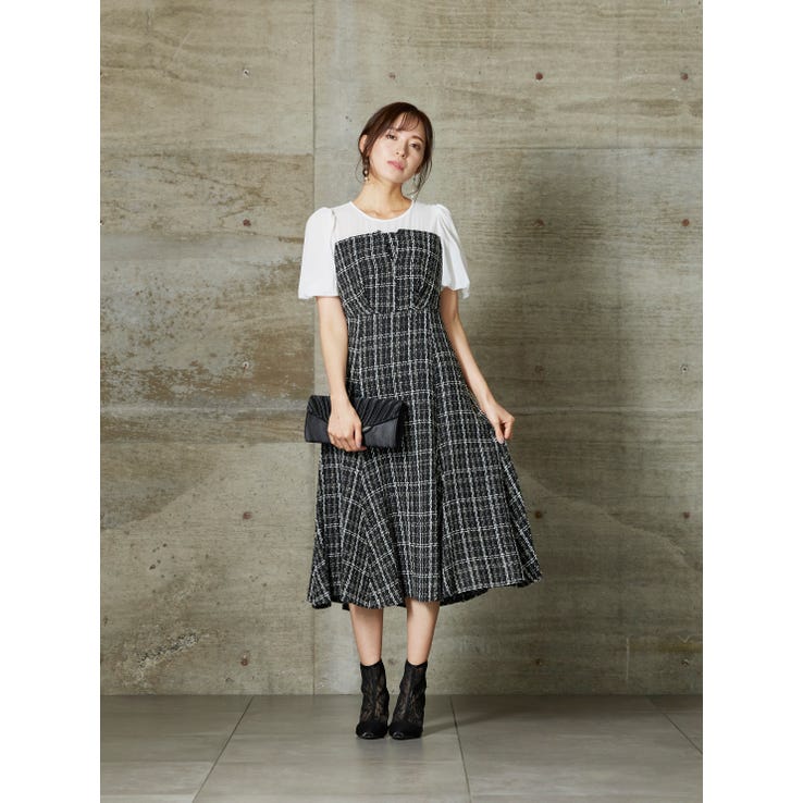 レンタル] BELINDA DE CAPRIS ツイード ビスチェ風ワンピースドレス