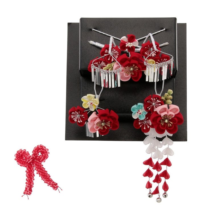 レンタル] 七五三/節句 和装髪飾り ちんころ かんざし 4点 勝山セット
