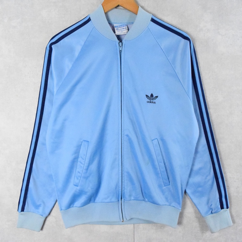 70s 70年代 アディダス ジャージ 水色 ライトブルー ロゴ刺繍 ブルゾン
