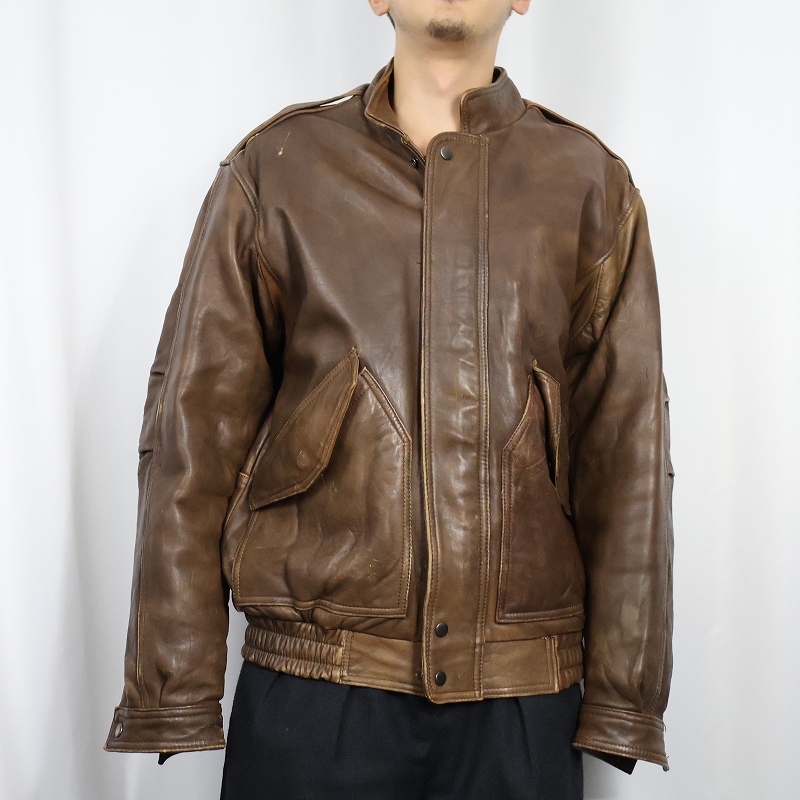 90年代 90s 茶色 ブラウン 本革 革ジャン | ビンテージ古着屋Feeet