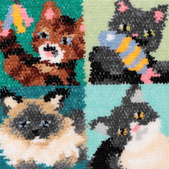 ルック！マイキャット ハンカチ(グリーン×ミディアムグリーン): FEILER