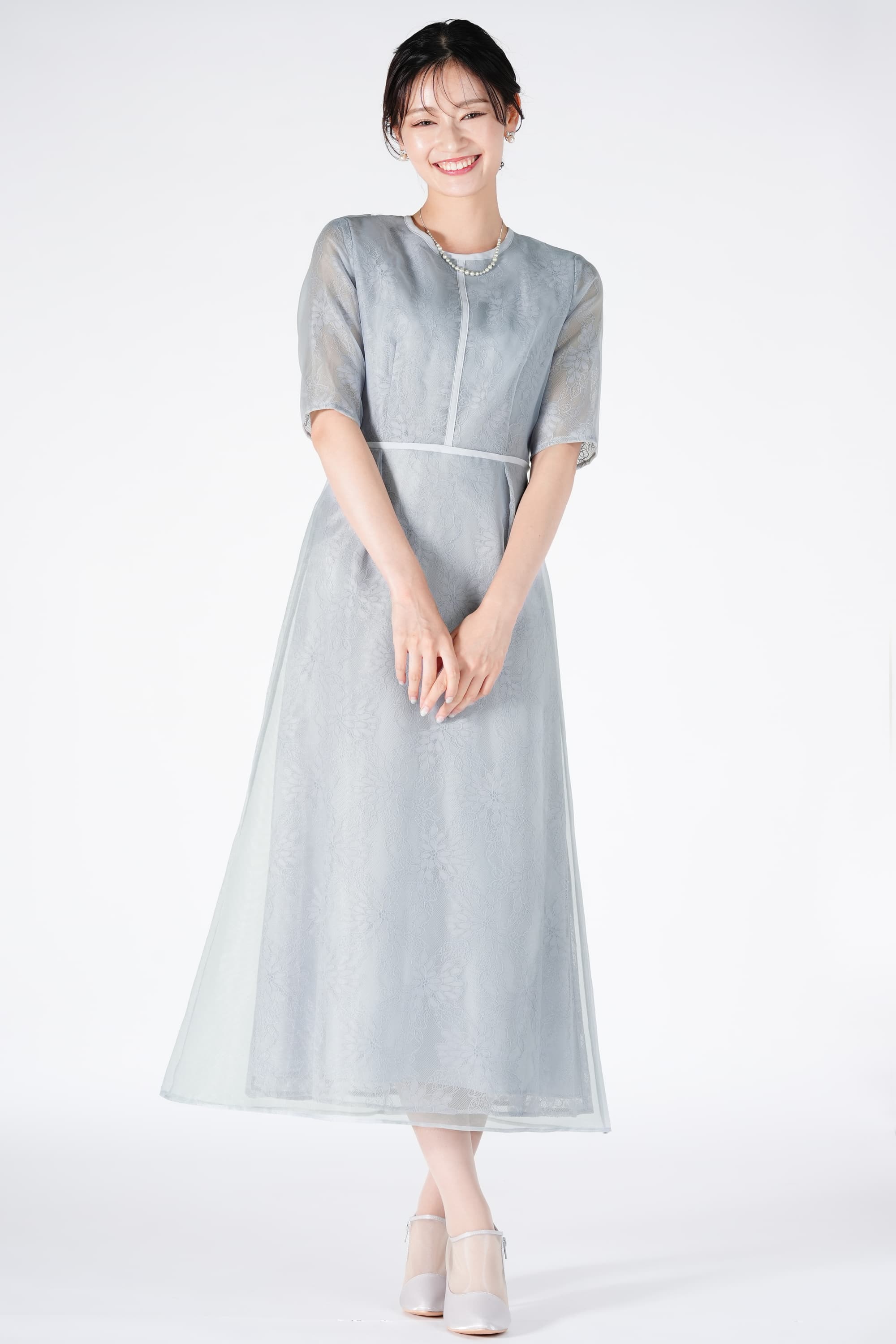 URBAN RESEARCH ROSSO シアーレース可憐サックスブルードレス (M) を