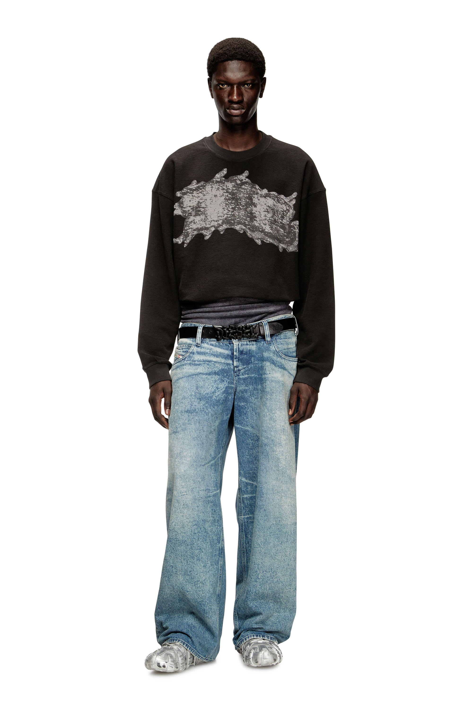 Men's Devoré houndstooth zip-up top | Multicolor | Diesel