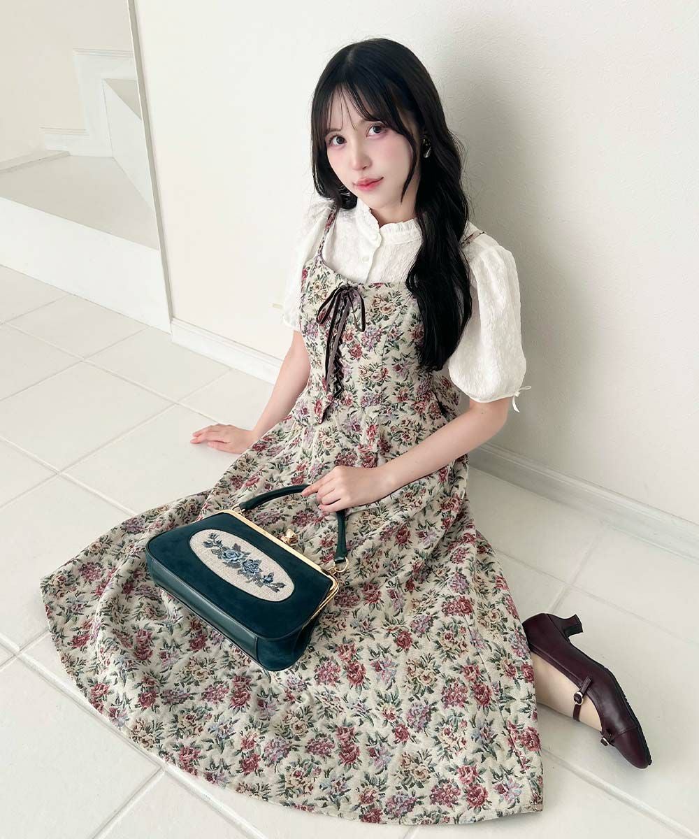 フロントレースアップゴブランキャミワンピース/an another angelus