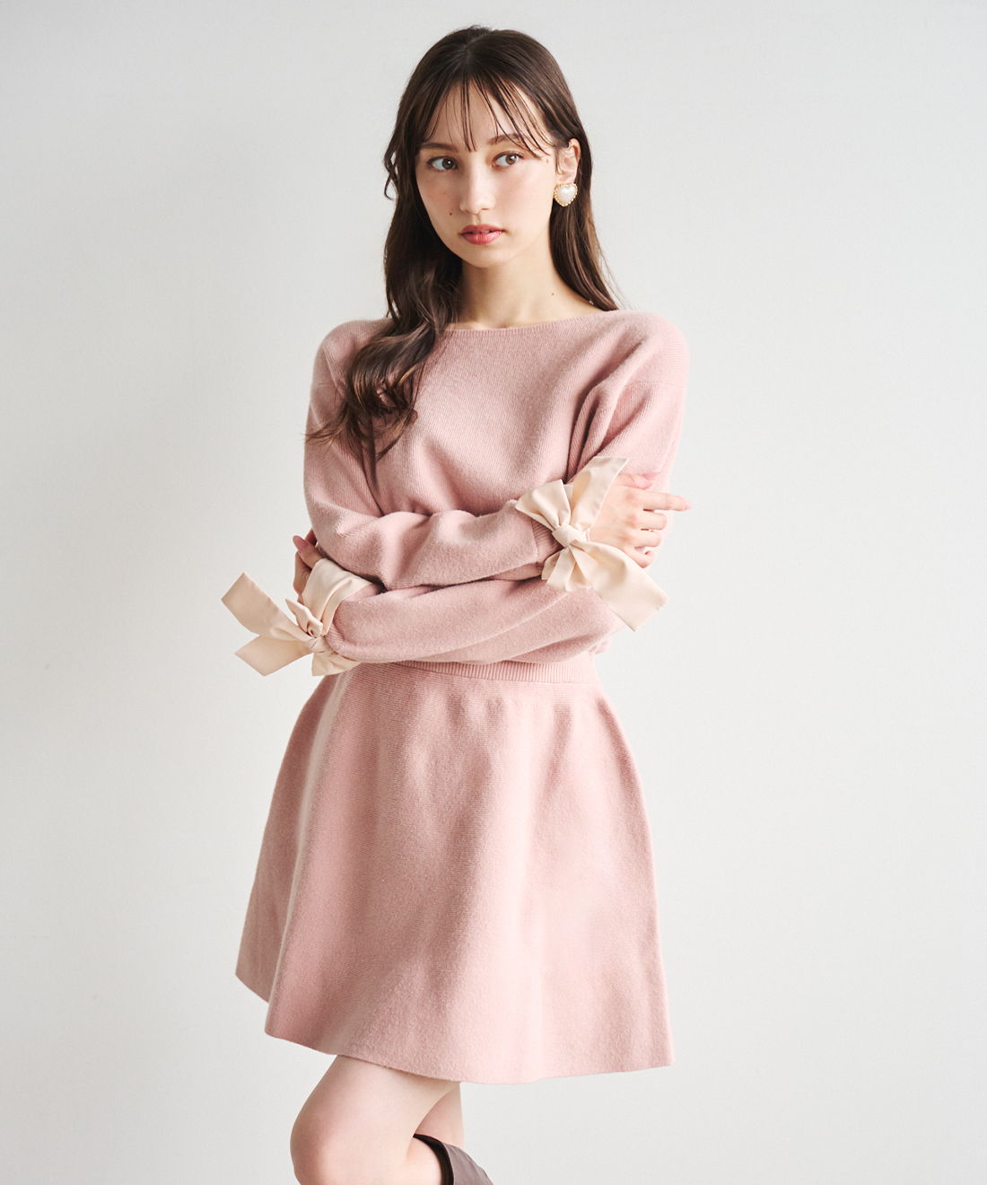 リボンスリーブミニニットワンピース｜PETAL ONLINE（ペタルオンライン）