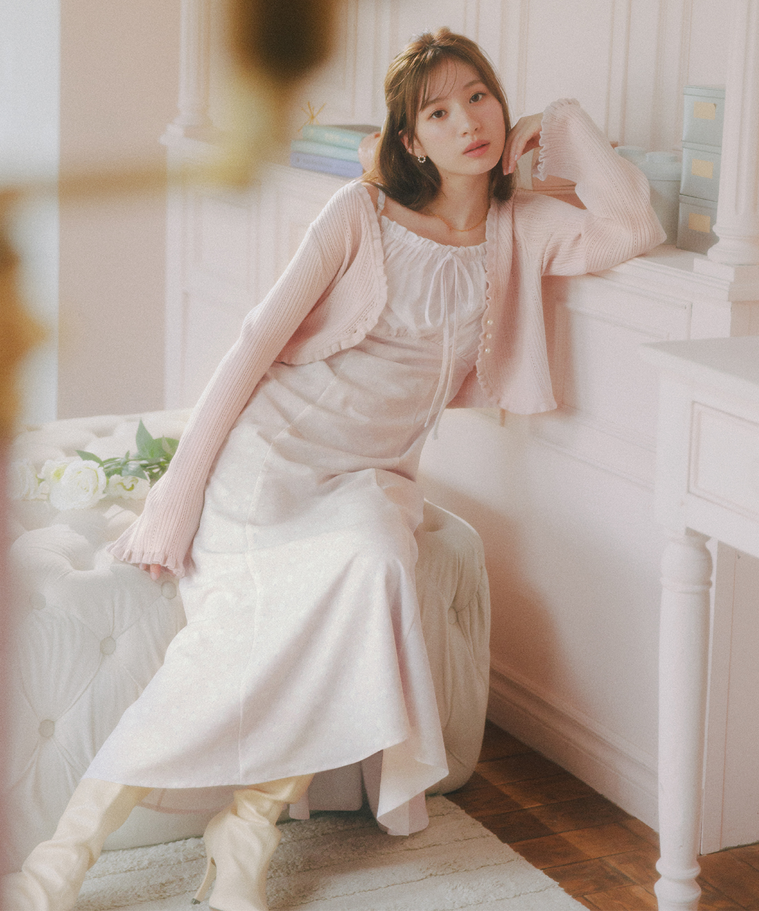 ニットボレロ＆デイジープリントキャミワンピースセット｜PETAL ONLINE