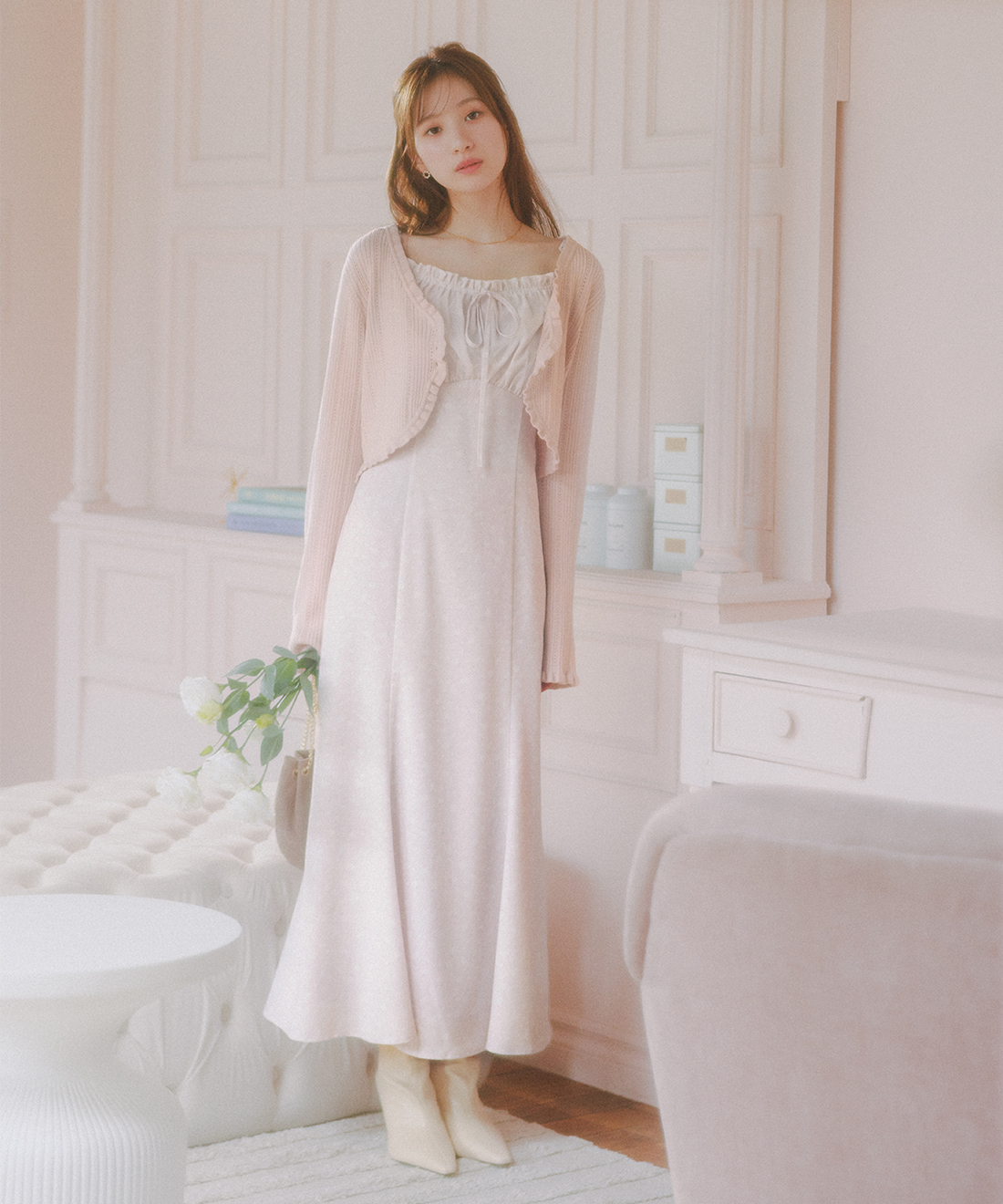 ニットボレロ＆デイジープリントキャミワンピースセット｜PETAL ONLINE