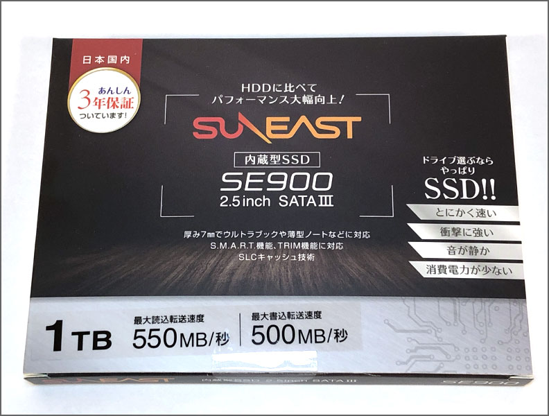 買ってみました。 SUNEAST SE900 内蔵SATA 2.5インチ SSD 1TB Amazon