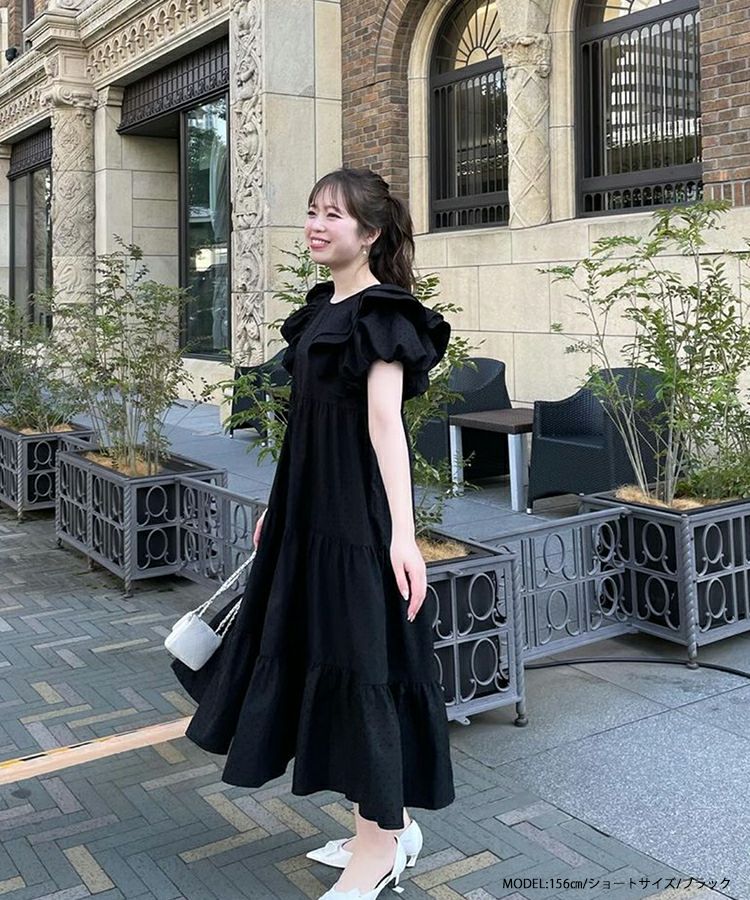 フロッキードットティアードワンピース 【宅配便】 | Fit more