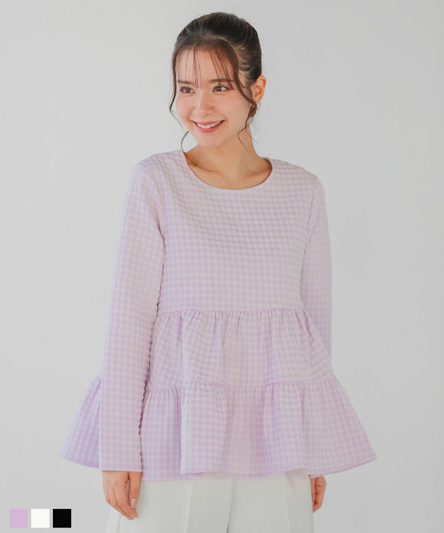 fitmore♡ クリンクルシアーオーガンジーボリュームスリーブトップス