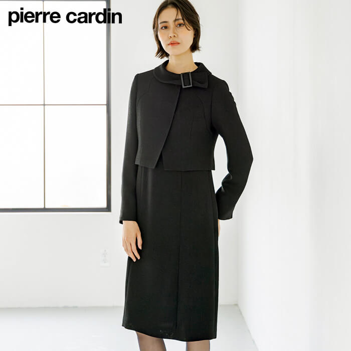 リボンタイ付きワンピのセレモニースーツ 13号・ネイビー｜東京