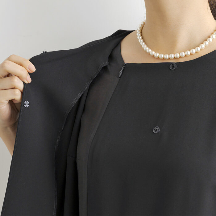 洗える｜トールサイズの前開きアンサンブル 11号・ブラック｜東京