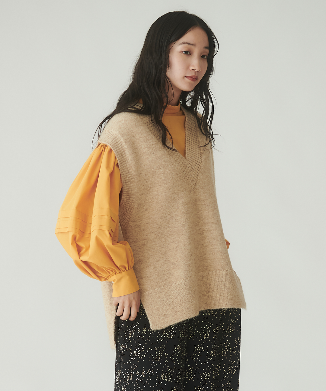 ミックスヤーンミドルゲージニットベスト– FACE SANS FARD