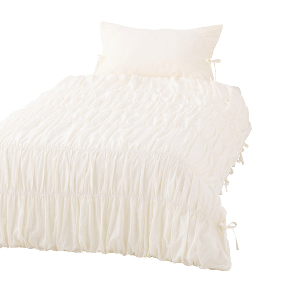 ギャザーリボン 掛け布団カバー ダブル アイボリー | Francfranc