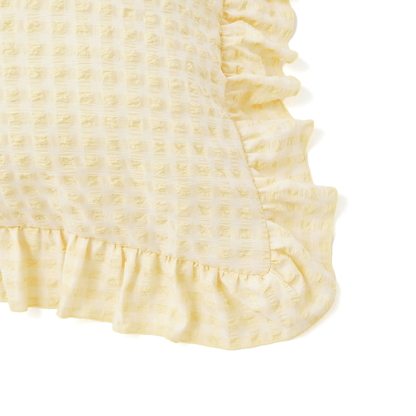 フリルチェック 寝具カバーセット セミダブル アイボリー×イエロー