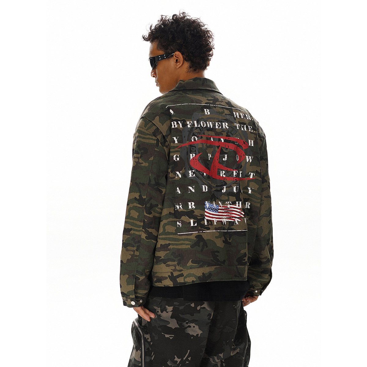 迷彩柄ジップアップミリタリージャケット メンズ|ミリタリージャケット