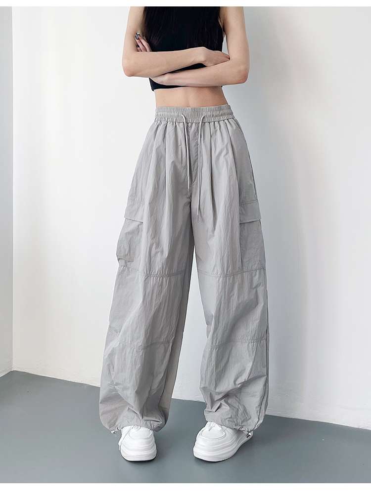 グレー パンツ ゆったり快適グレーカーゴパンツ楽ちん着心地 カーゴ