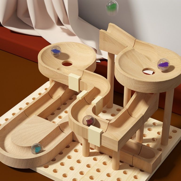 知育玩具 木製ビー玉転がし軌道組み立て装置 ピタゴラス|知育玩具専門