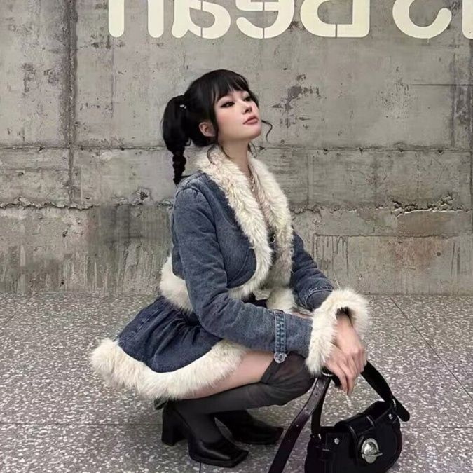 デニムセットアップ ファー付きデニムジャケットセット ジージャン