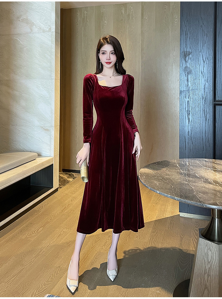 オケージョンワンピース 上品シルエット オケージョンベロアワンピース