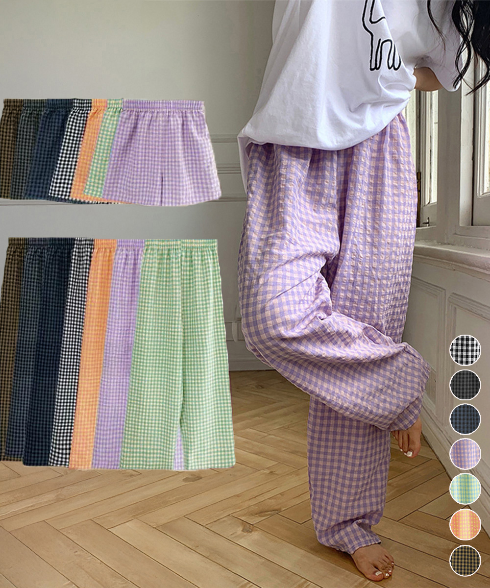 ギンガム チェック ギンガムチェックパンツ 春夏 軽やか素材 パンツ