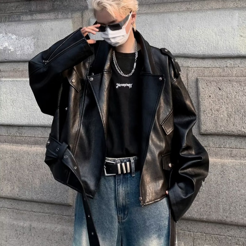 レザージャケット 合成皮革ライダース風ジャケット ライダース