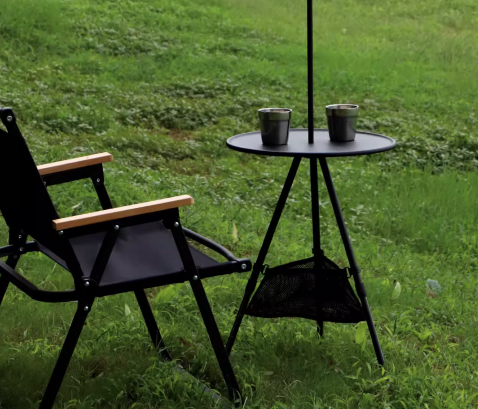アウトドアソロテーブル 三脚型サイドテーブル 二段セット サイド