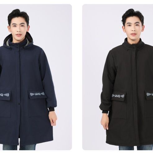 作業着 フード付きロングコート軽量×シンプルで冬のカジュアルスタイル
