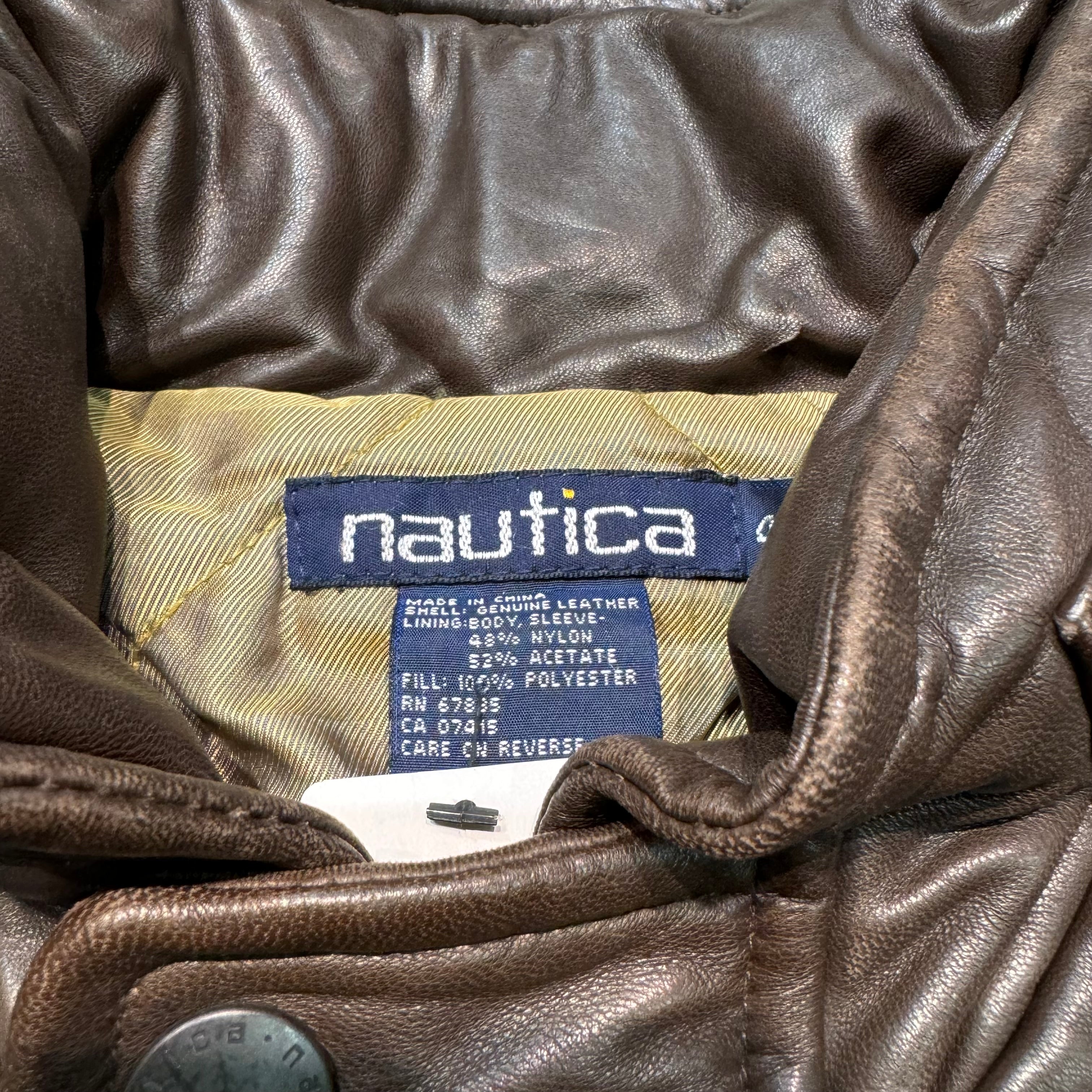 古着 NAUTICA/ノーティカ/ジップアップレザージャケット/サイズL-XL