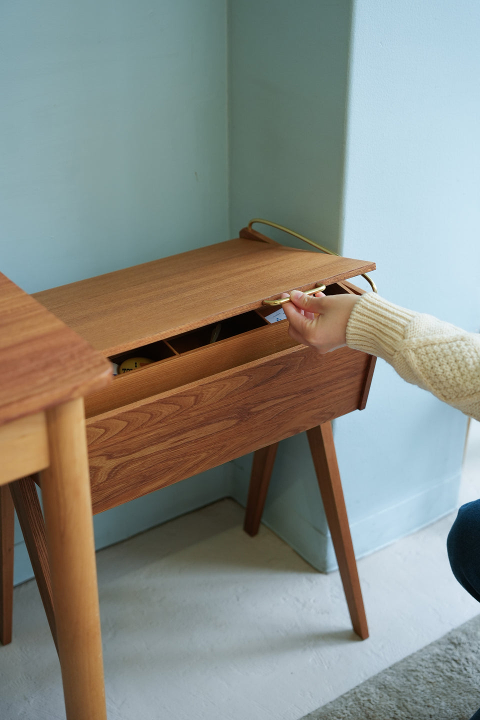 スウェーデンヴィンテージ ソーイングボックス サイドテーブル 北欧