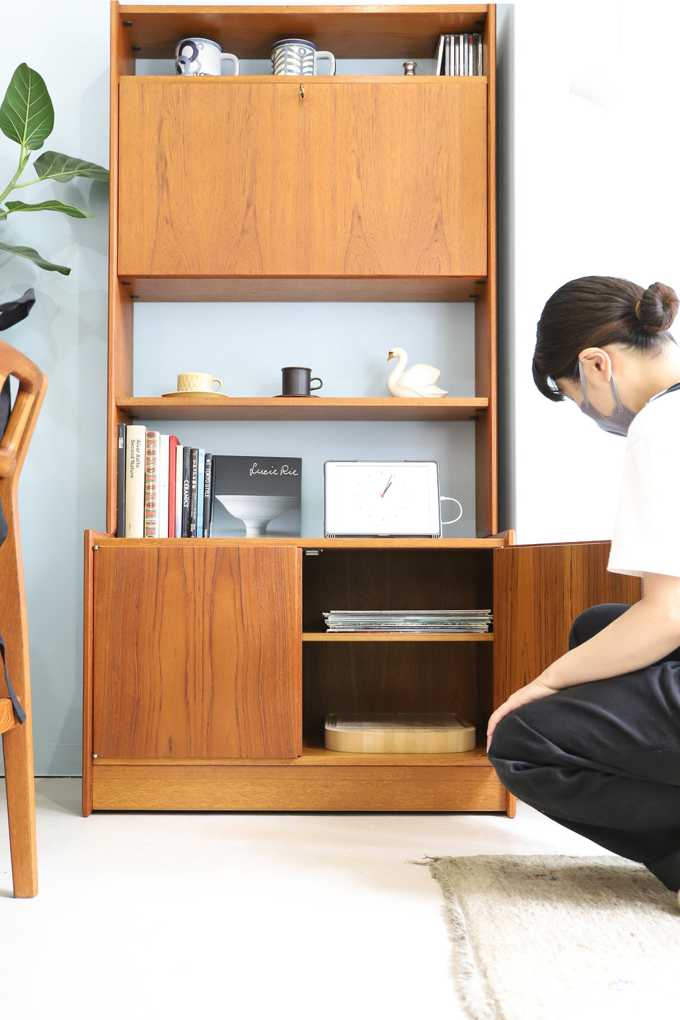 北欧ヴィンテージ オープンシェルフ チーク材 本棚 収納家具