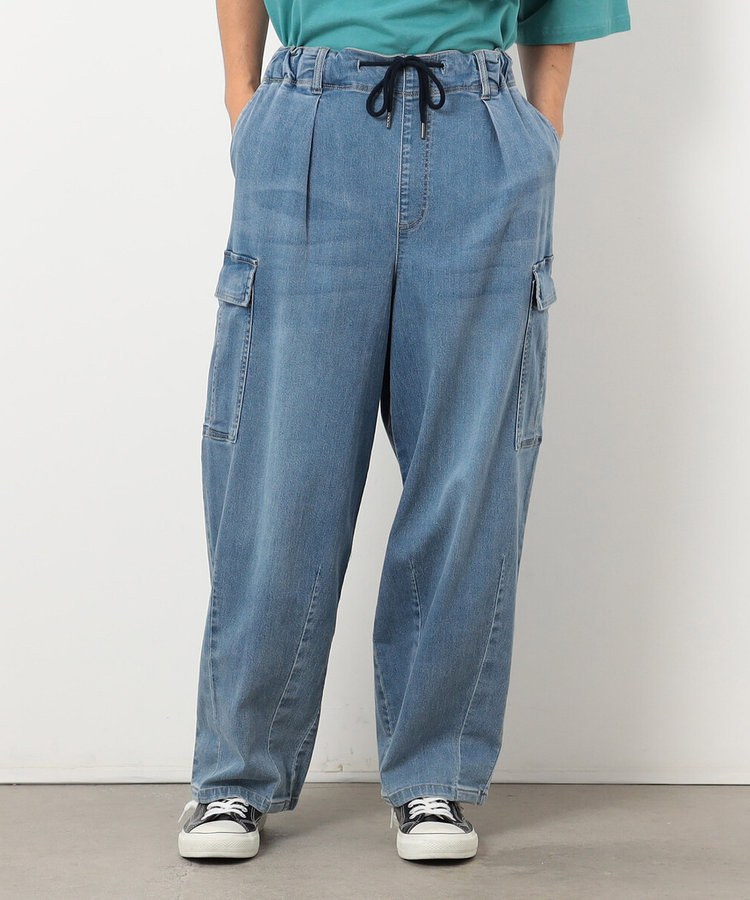 デニムカーゴワイドテーパードパンツ（55-01PI02-204）｜パープル